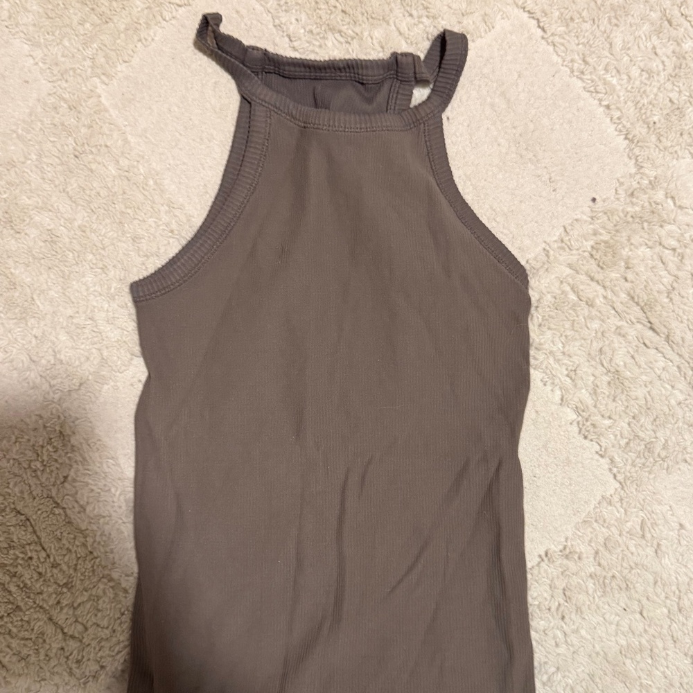 Brown high neck tank top